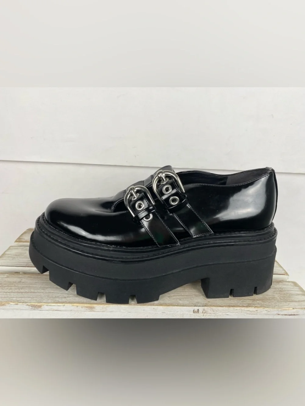 Circus NY Sam Edelman Bryce Black Chunky platform Mary Jane Shoe Loafers Sz 7.5